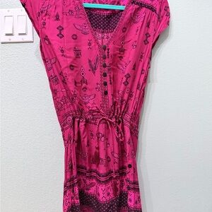 Spell Fuchsia Pink Printed Button-Front Top